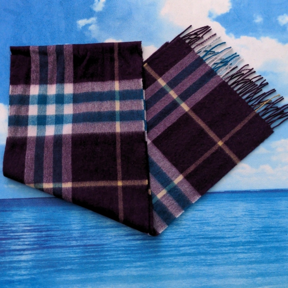 Classic Check Cashmere Scarf purple